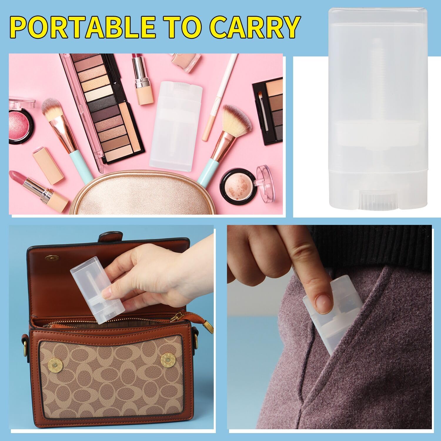 100PCS 15ML Transparent Empty Oval Deodorant Lip Lipstick Balm Tubes Containers for DIY Homemade Crayon Chapstick Holder