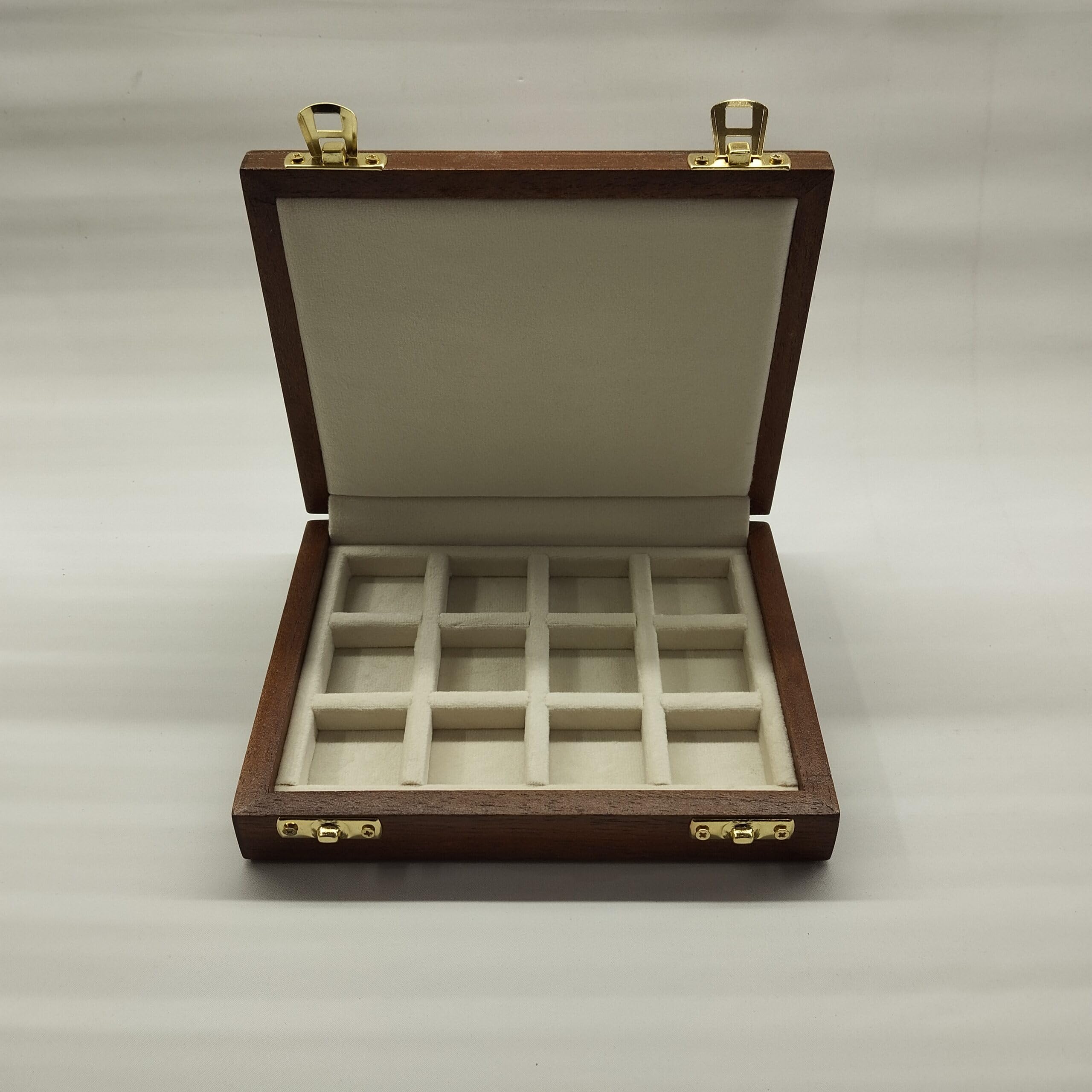 Caja para Monedas de Madera Hecha a Mano, 12 Compartimentos para esterlinas, marengas y Monedas Antiguas, Forrada en Terciopelo, numerada con Certificado de autenticidad