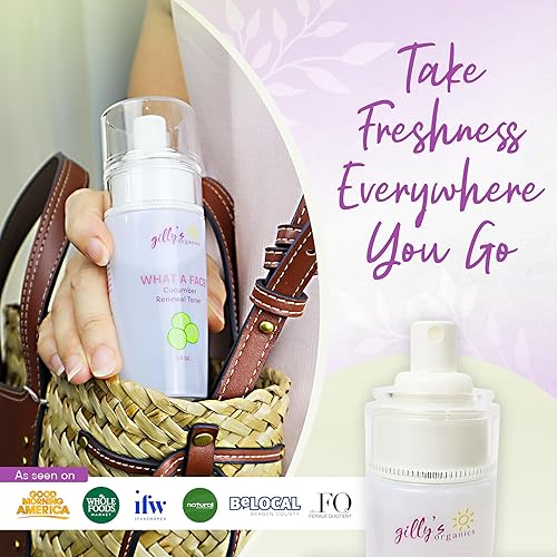 Miniatura 4 de Spray de tóner de pepino y hamamelis hecho en Estados Unidos para la cara – Gilly's Organics Natural Astringente con aloe y árbol de té –