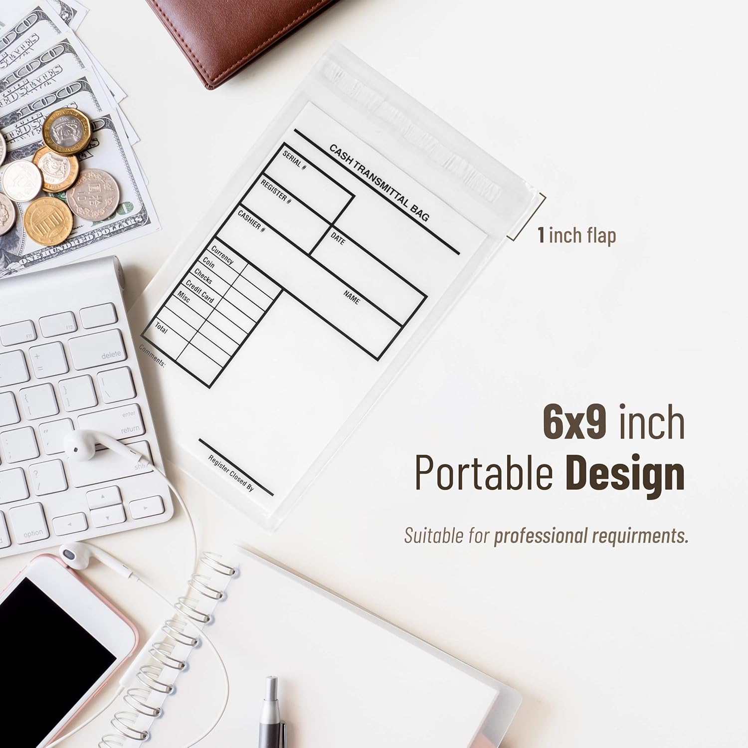 VaultGuard Tamper Proof Bank Deposit Bags - Self-Adhesive Seal, Write-On Surface, 6"x9" Clear Plastic Cash Envelopes | Pack of 500 - Image 3