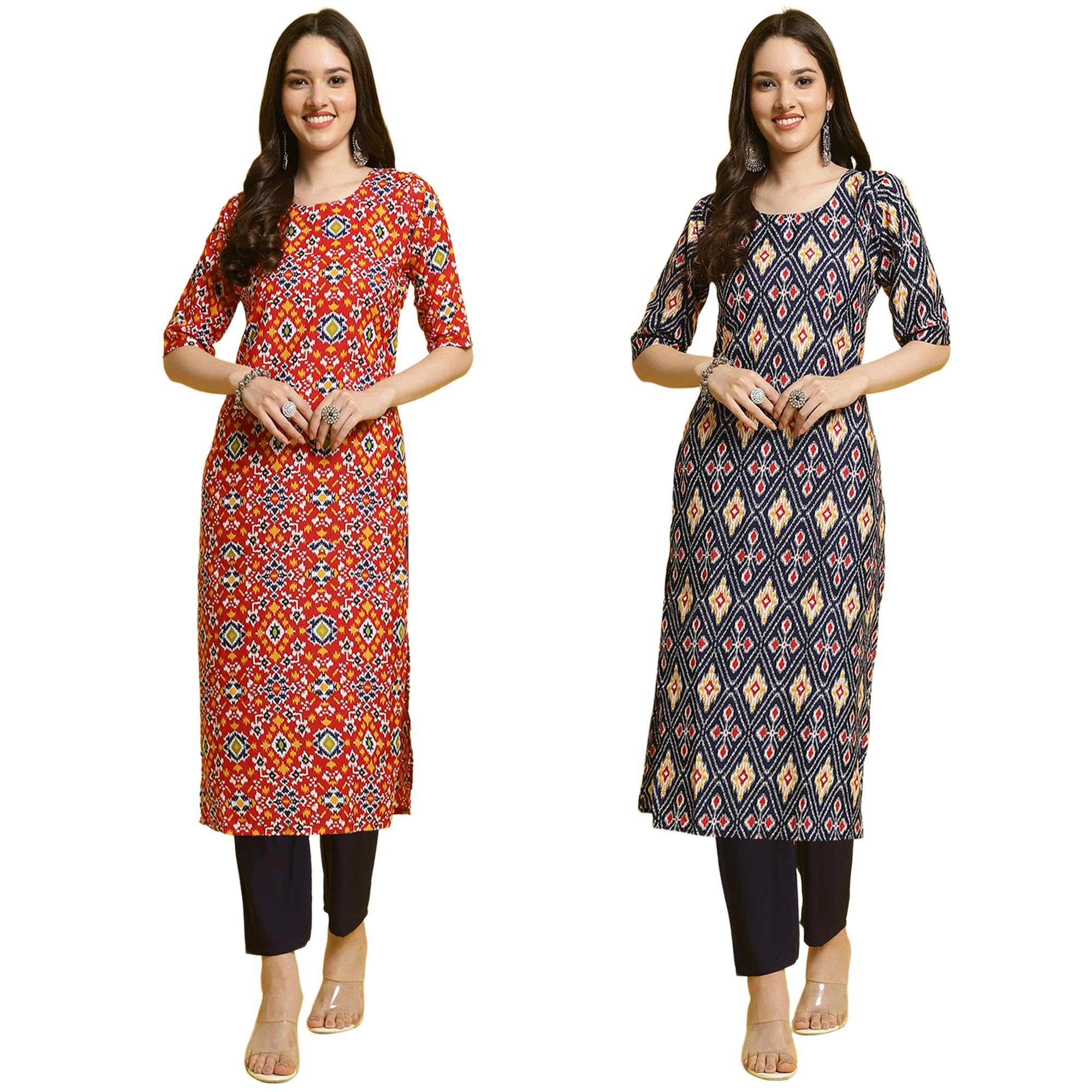 Tee Projekt Straight Kurta & Pant For Women Ethnic Kurta Set For Women (Pack Of 2)