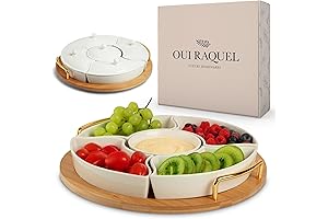 Chip and Dip Serving Set with Lazy Susan Rotating Base