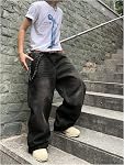 SHENHE Baggy Jeans Y2k Large jambe basse hausse Hip Hop Patineur Jeans Pantalons denim pour homme