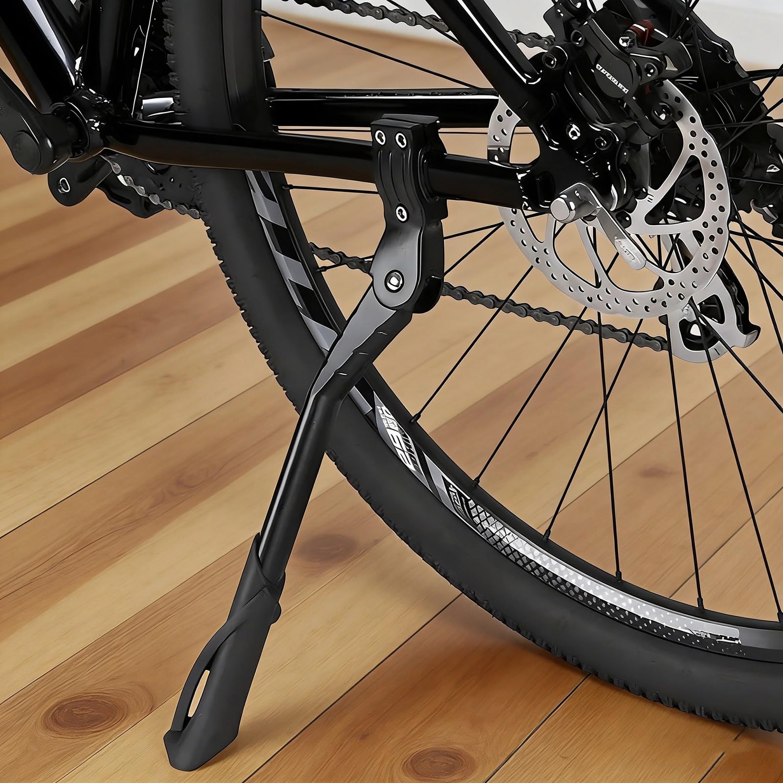 Generisch Cavalletto per bicicletta, regolabile, rinforzato, nero, con 2 chiavi inglesi, per mountain bike da 24 a 29 pollici, lunghezza massima 41 cm