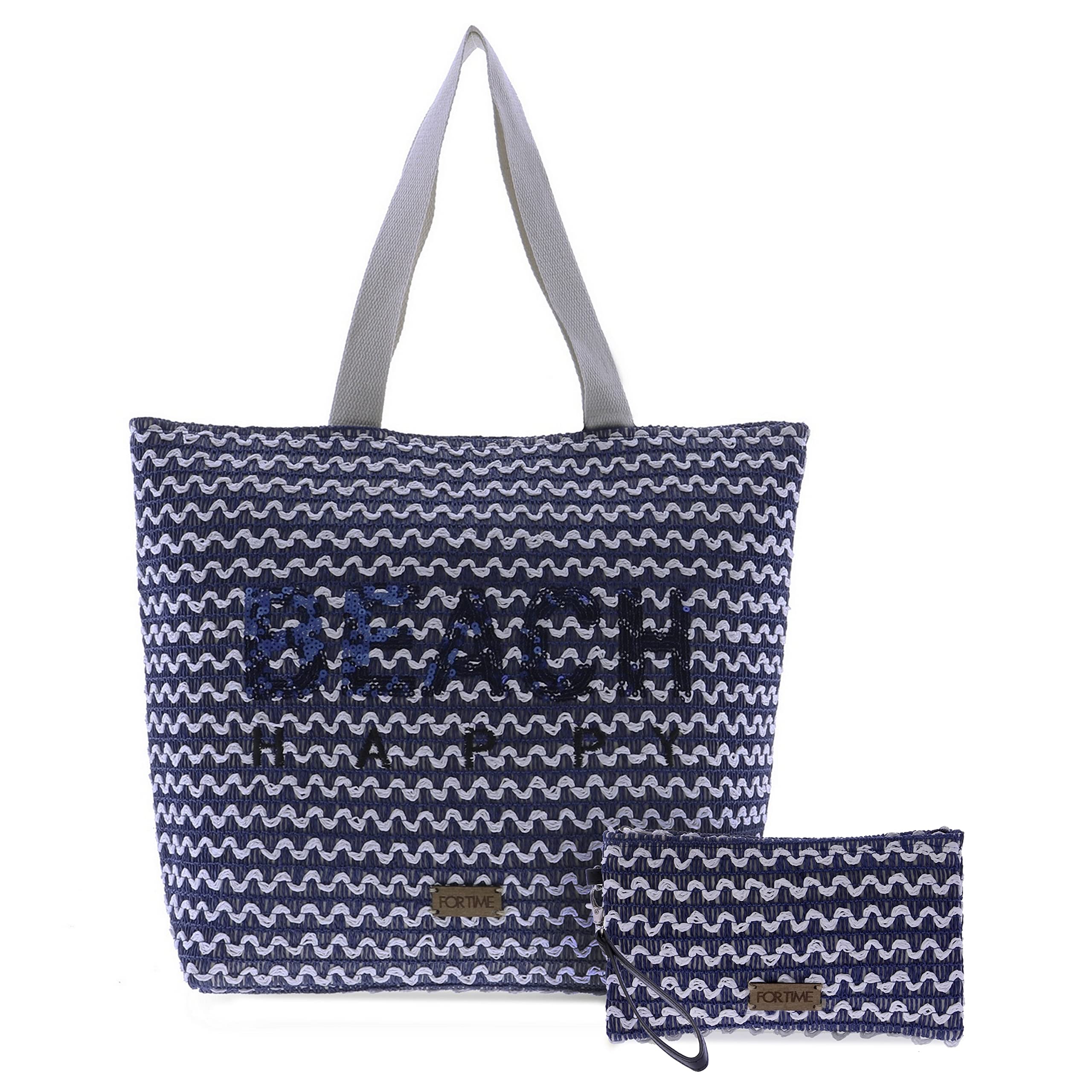 For Time Sol, Bolso Capazo de Playa para Mujer, Azul