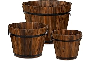 Best Choice Products Set of 3 Whisky Barrel Planters