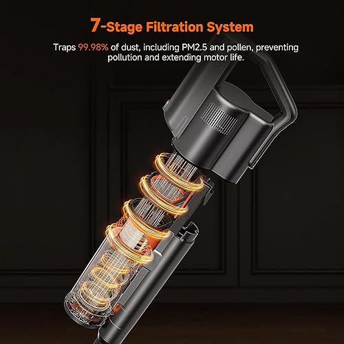 Miniatura 8 de uwant V500 - Aspiradora inalámbrica con sistema de vacío automático y desecho de polvo automático, filtración HEPA de 7 capas, cepillo antienredos,