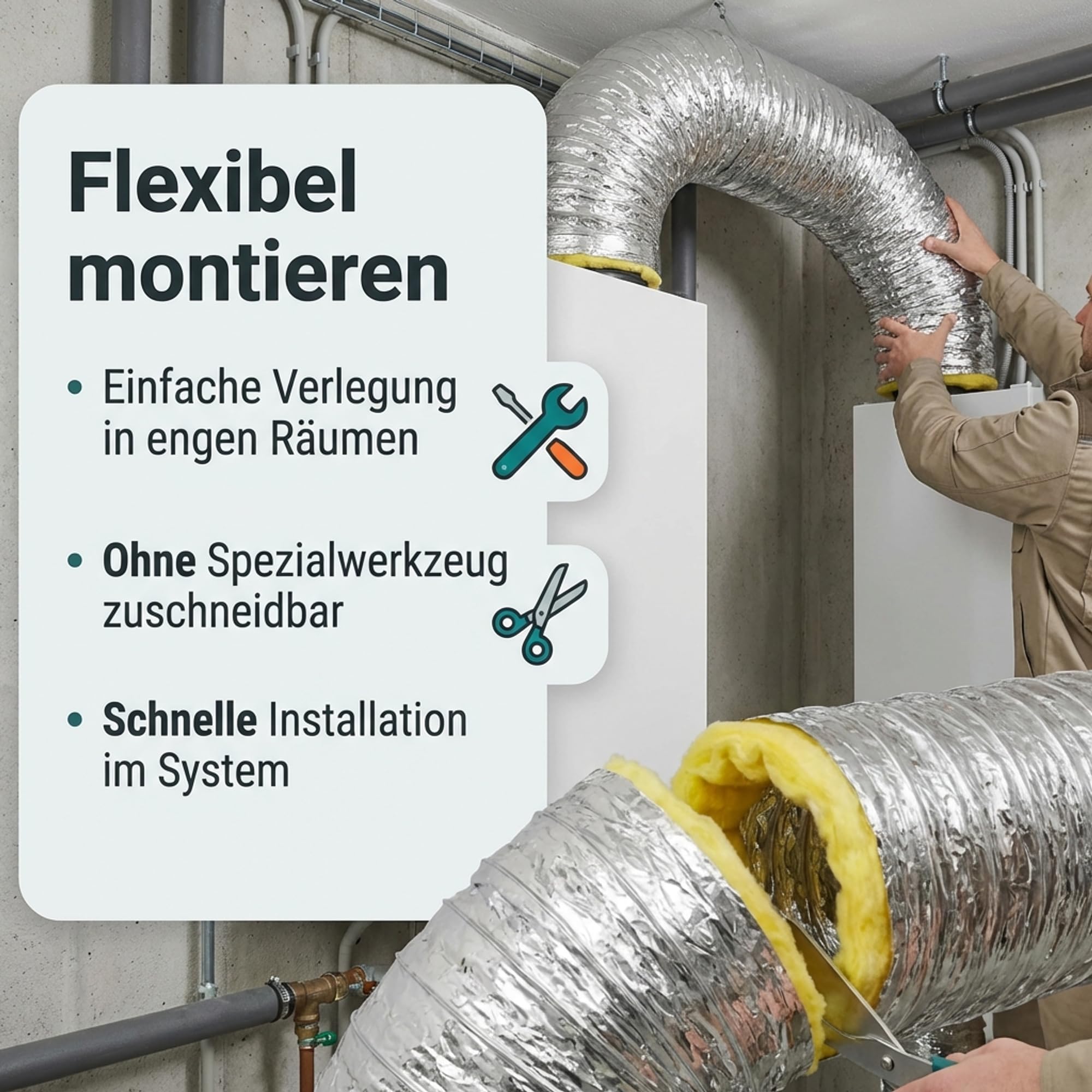 Easy Act Sonoconnect - Tubo insonorizzato Ø 80 mm, lunghezza 10 m, tubo flessibile di ventilazione isolato per sistemi di ventilazione e aria silenziosi