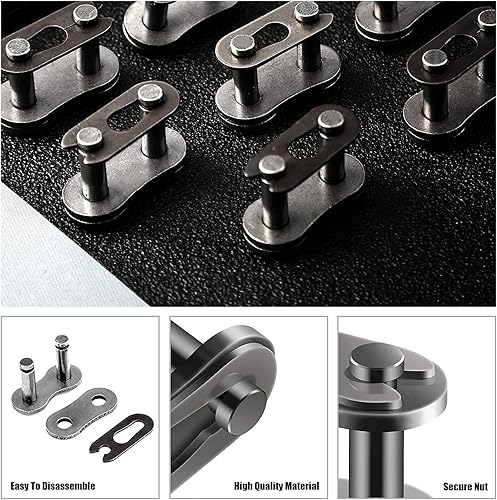 Miniatura 6 de Pack-10#428 - Rodillo de eslabones maestros de cadena de aleación de acero, eslabones de conector de cadena de rodillos resistentes, piezas de