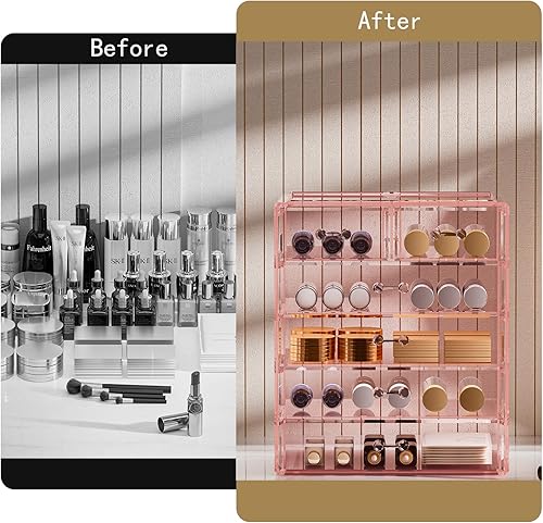 Miniatura 6 de Organizador de maquillaje grande de acrílico transparente, organizador de joyas, organizador de maquillaje perfecto y almacenamiento para tocador,