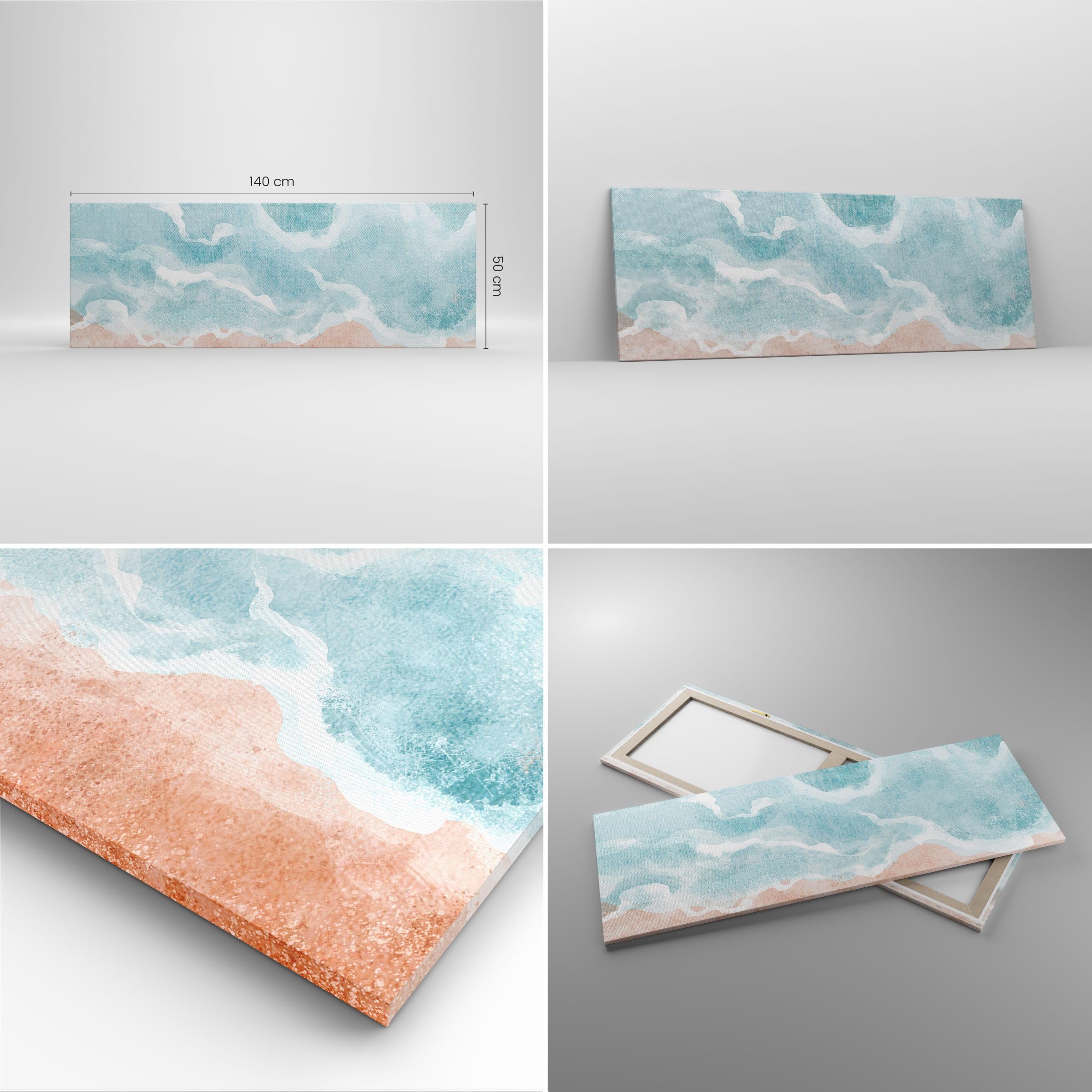 ARTTOR Leinwandbild 140x50cm Wandbild Maritim Natur - 5952 | Strand Landschaft Meer Panorama Groß XXL Wanddekoration Wohnzimmer Schlafzimmer Wanddeko Wand Kunstdruck Wandkunst ARTTOR