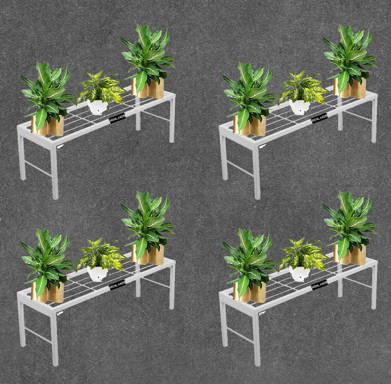 IRON LANDS Elegance High Step Pot Stand Premium Heavy Duty Flower Pot Holder Shelf Indoor Outdoor Planter Display Unit for Garden Balcony Home Decor (Pack of 4 - White) (B0DHPVSRYQ) Amazon Price History, Amazon Price Tracker