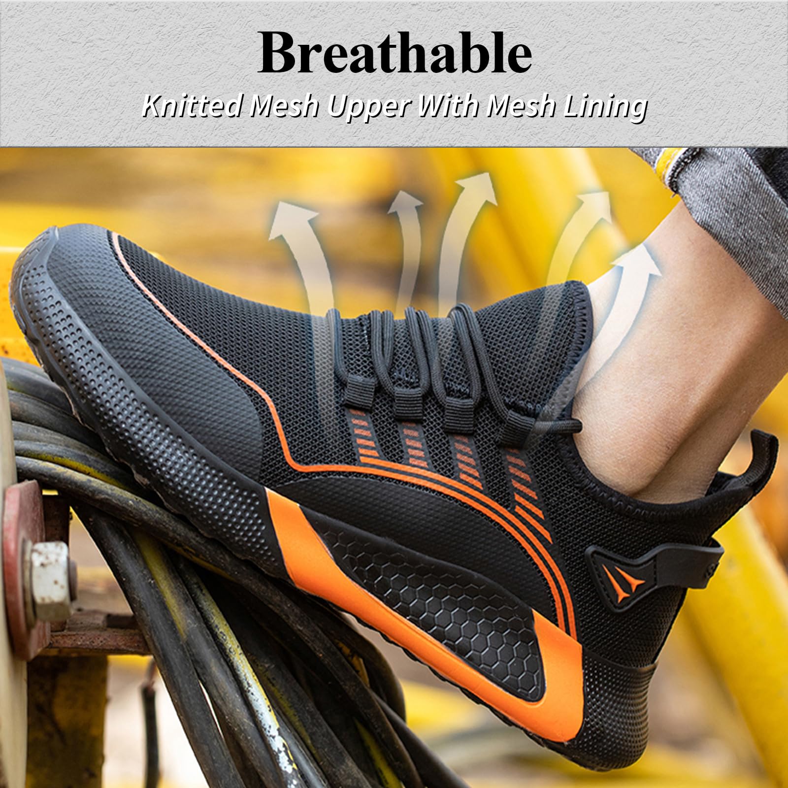 Zapatillas de Seguridad Hombre Mujer Transpirable Zapatos de Seguridad Ligero Antideslizante Zapatillas Trabajo con Puntera de Acero Comodo