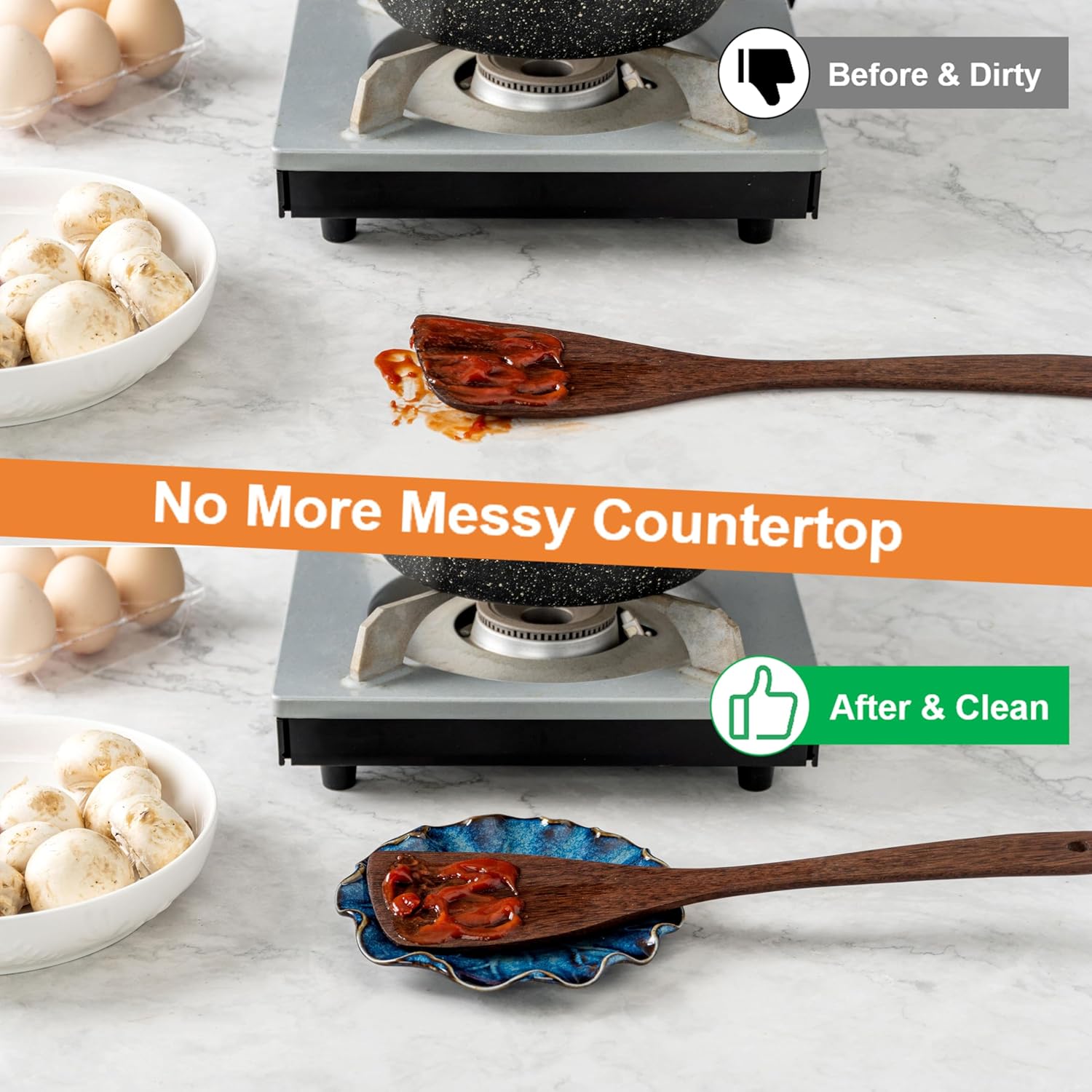 Spoon Rest & 4pcs Salad Plates