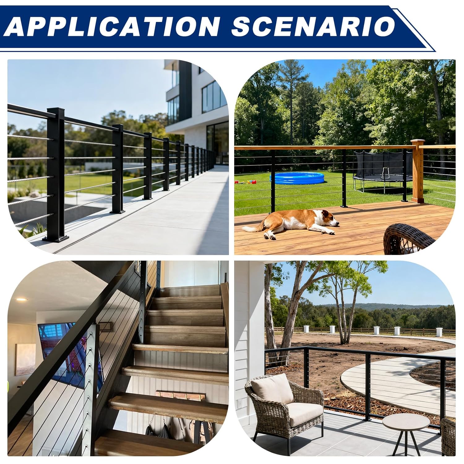 Professional Cable Riling Complete Kit - 100-Pack T316 Stainless Steel Swage Lag Screws (50L+50R) ， 100 Protective Sleeves for 1/8" Cable, with Wrench & Drill Bit for Wood Posts