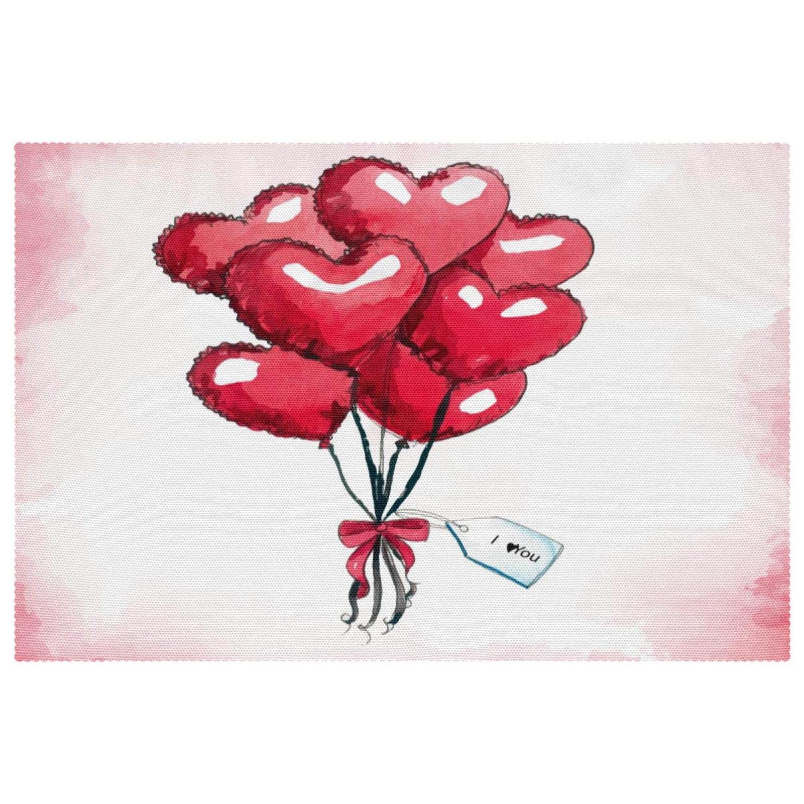 Set de table ballon coeur rouge lavable antidérapant résistant chaleur pour décoration romantique