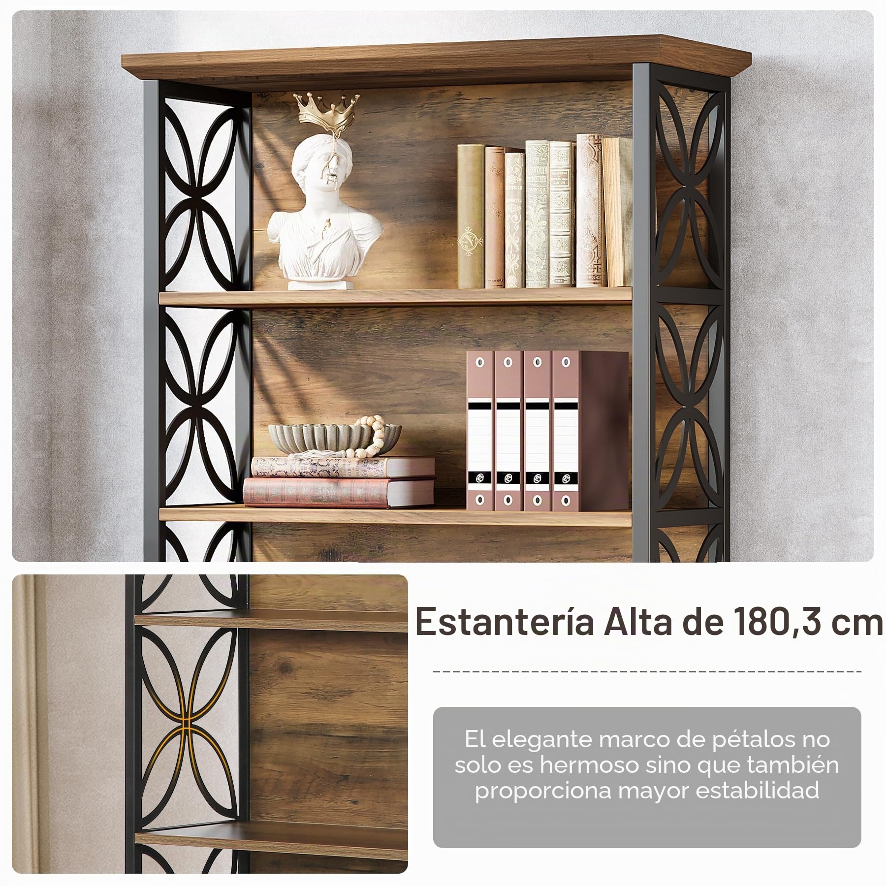 Tribesigns Estantería alta de 6 niveles, estantería industrial de 71 pulgadas con marco de metal, estantes de almacenamiento abiertos independientes para oficina en casa, sala de estar, dormitorio
