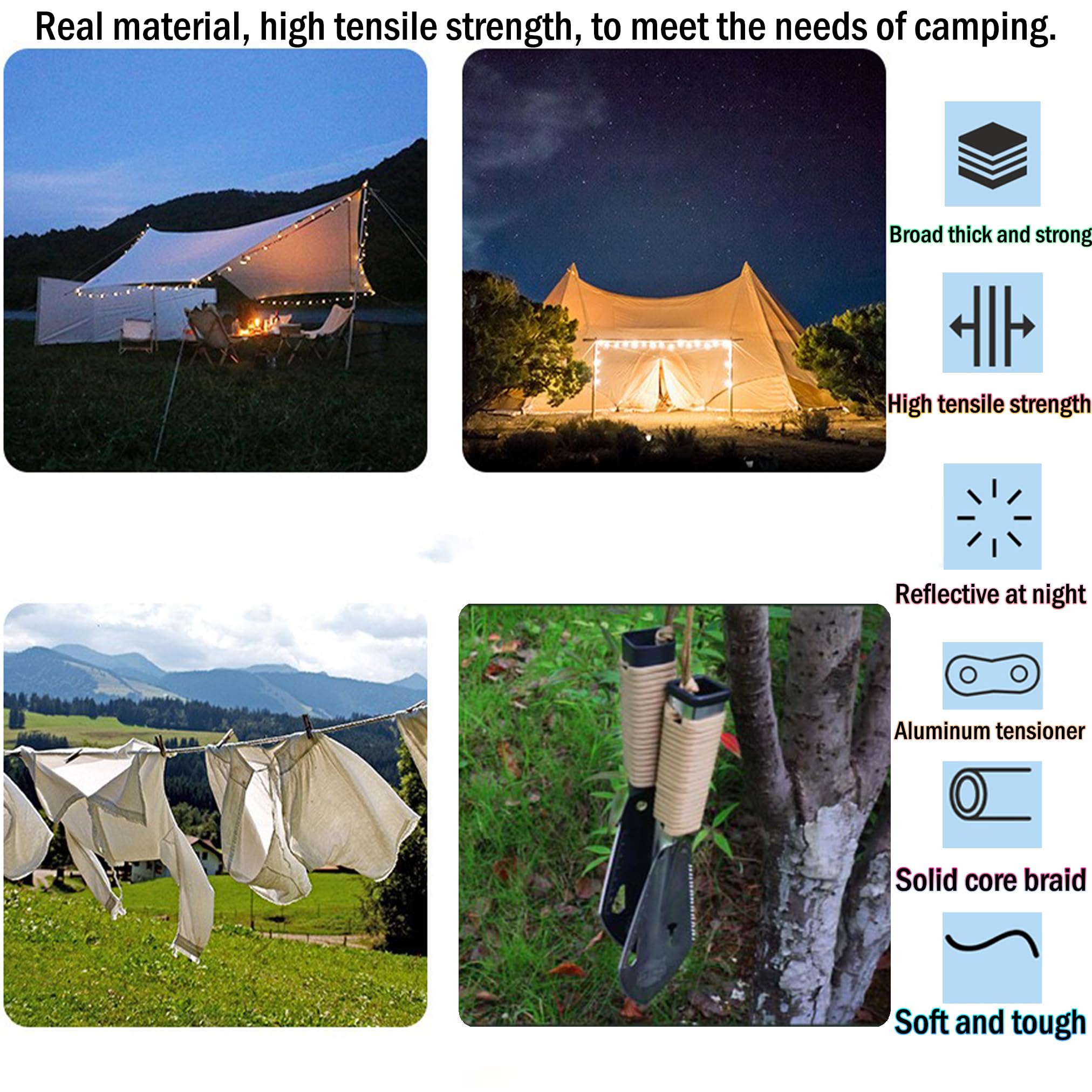 Amazon.com: Camping tent guy ropes, Outdoor Guy Lines Tent Cords