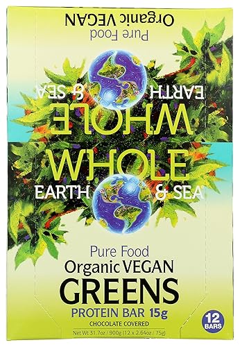 Whole Earth & Sea Organic Vegan Greens Protein Bars Natural Factors 12 bars (1 .