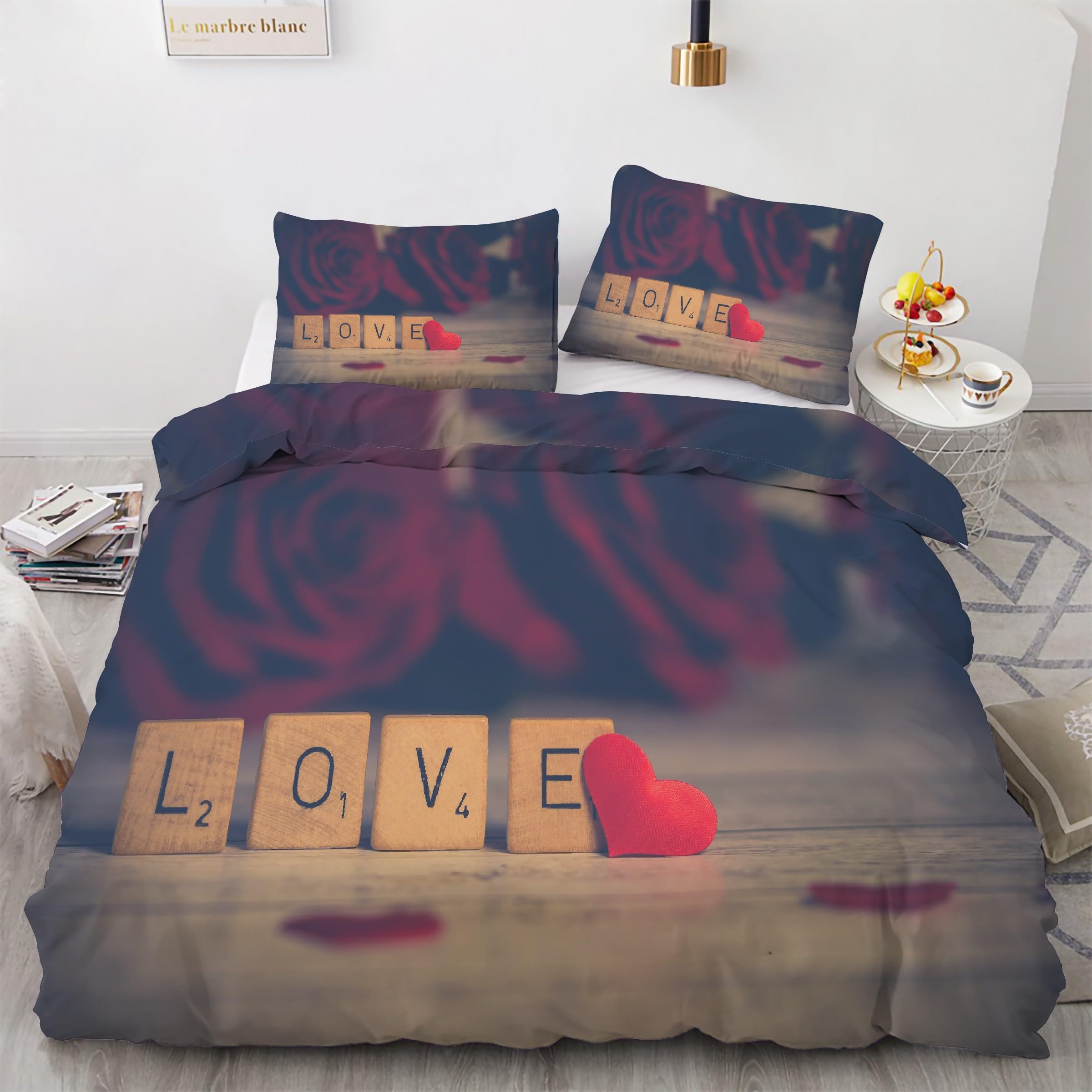 Ensemble de literie 3 pièces rouge 220x240 housse de couette zippée