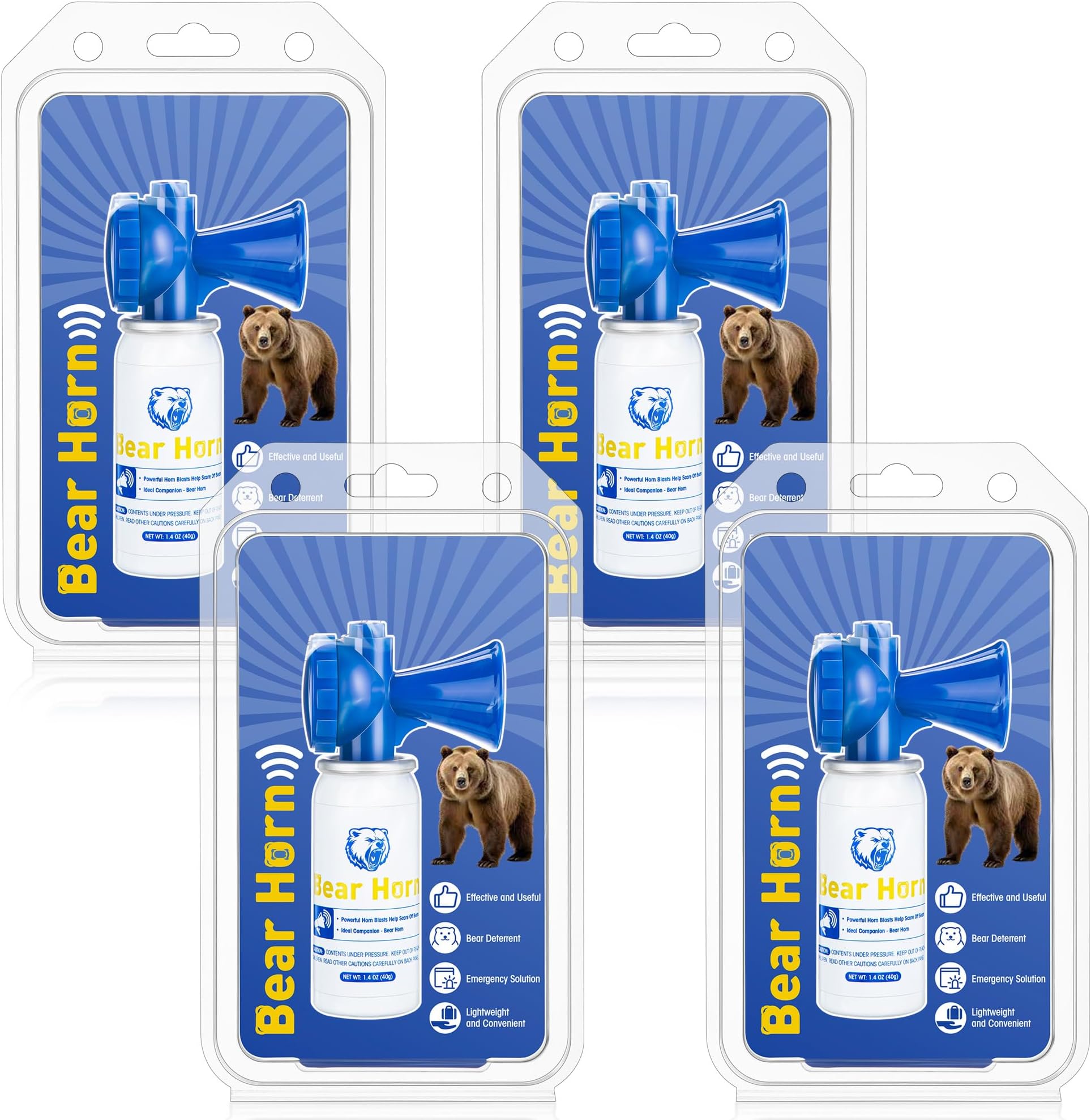 4 Pack 1.4oz Bear Horn Self Defense, Loud Air Horn for Bears, 120dB Heard up to 1/2 Mile Away, Air Horns for Safety for Wild Animals, Bear Alarm Scare Bears, Ideal for Hiking