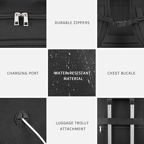 Miniatura 9 de Rinlist Mochila grande para hombre y mujer, Verde pavo real, Mochila de viaje