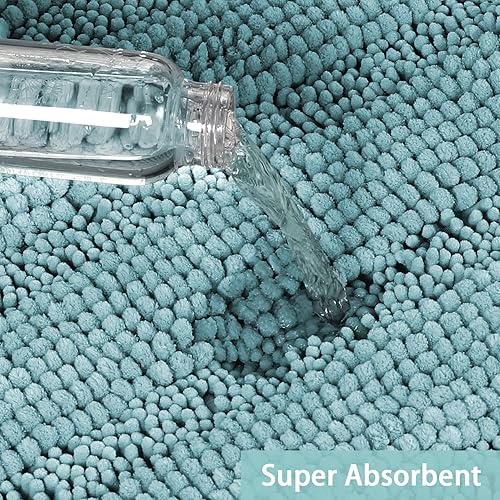 Miniatura 5 de Juego de alfombras de baño de felpilla, antideslizantes, súper absorbentes, peludas para bañera, regadera, inodoro, alfombra de baño de felpa suave