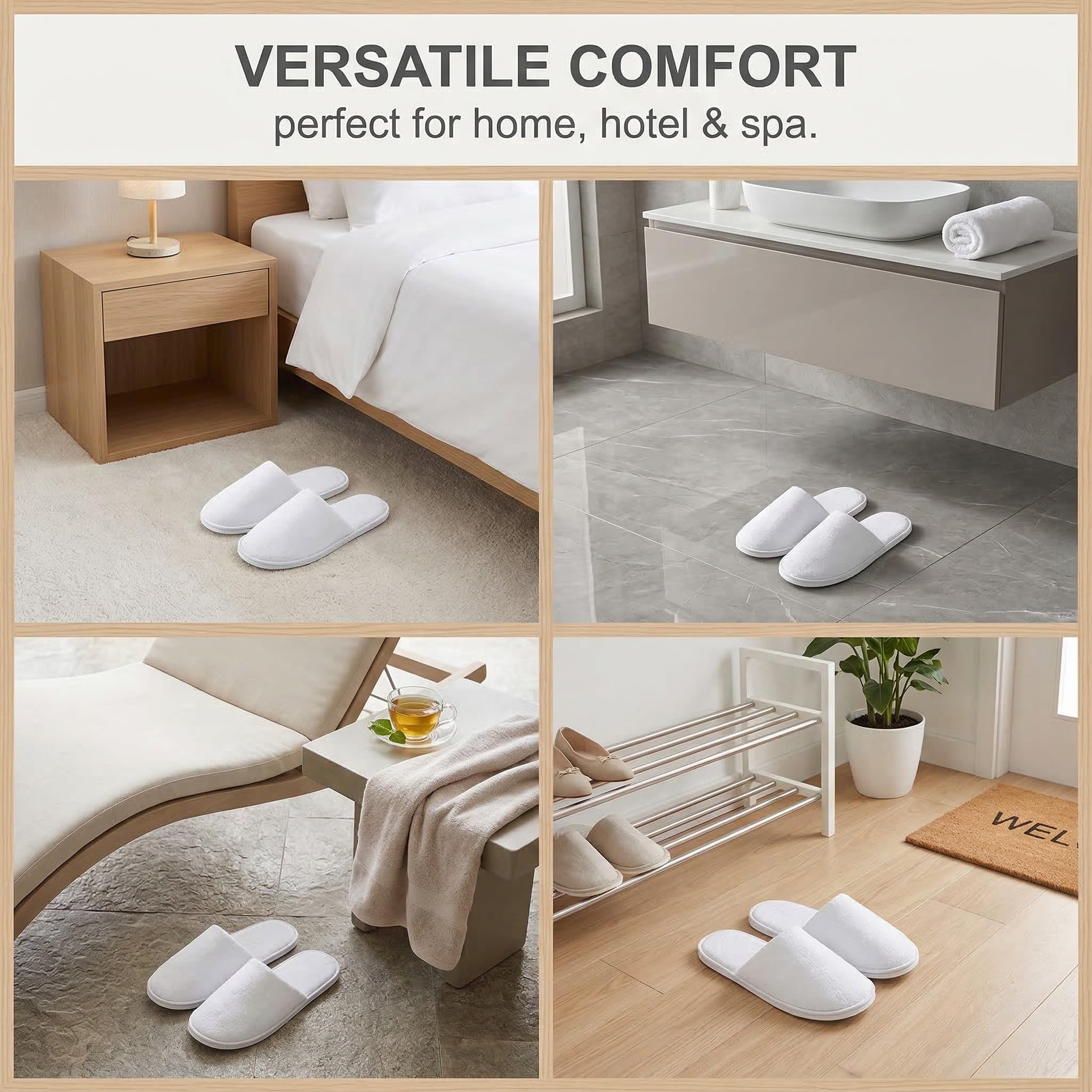 2 Paia Pantofole Monouso per Hotel Comode e Traspiranti per Ospiti SPA Famiglie Unisex (rinforzate)