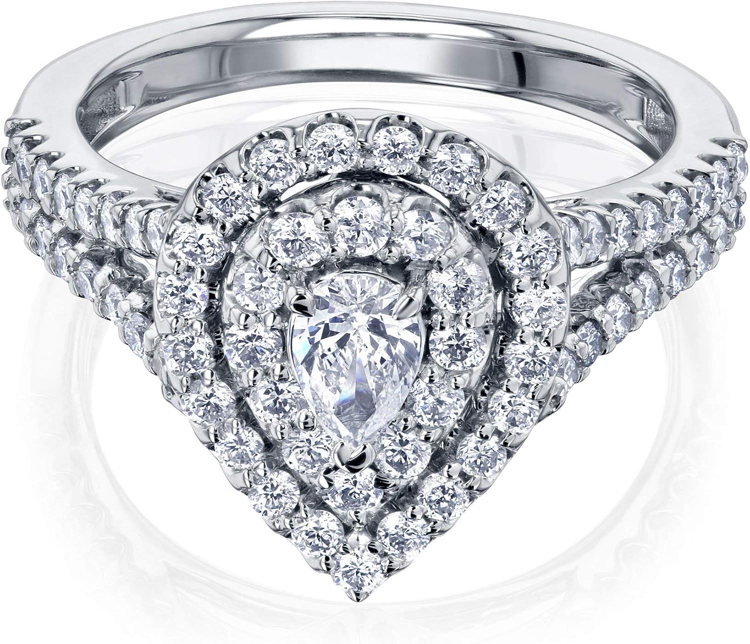 Kobelli Pear Cluster Double Halo Split Shank Ring