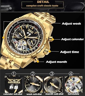 Men Automatic Dress Wrist Watch Luxury Business Classic Stainless Steel Skeleton Watch for Men
