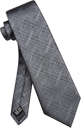 Miniatura 7 de Corbatas a rayas y corbatas a cuadros para hombre, corbata de seda tejida, juego de clip de corbata dorado