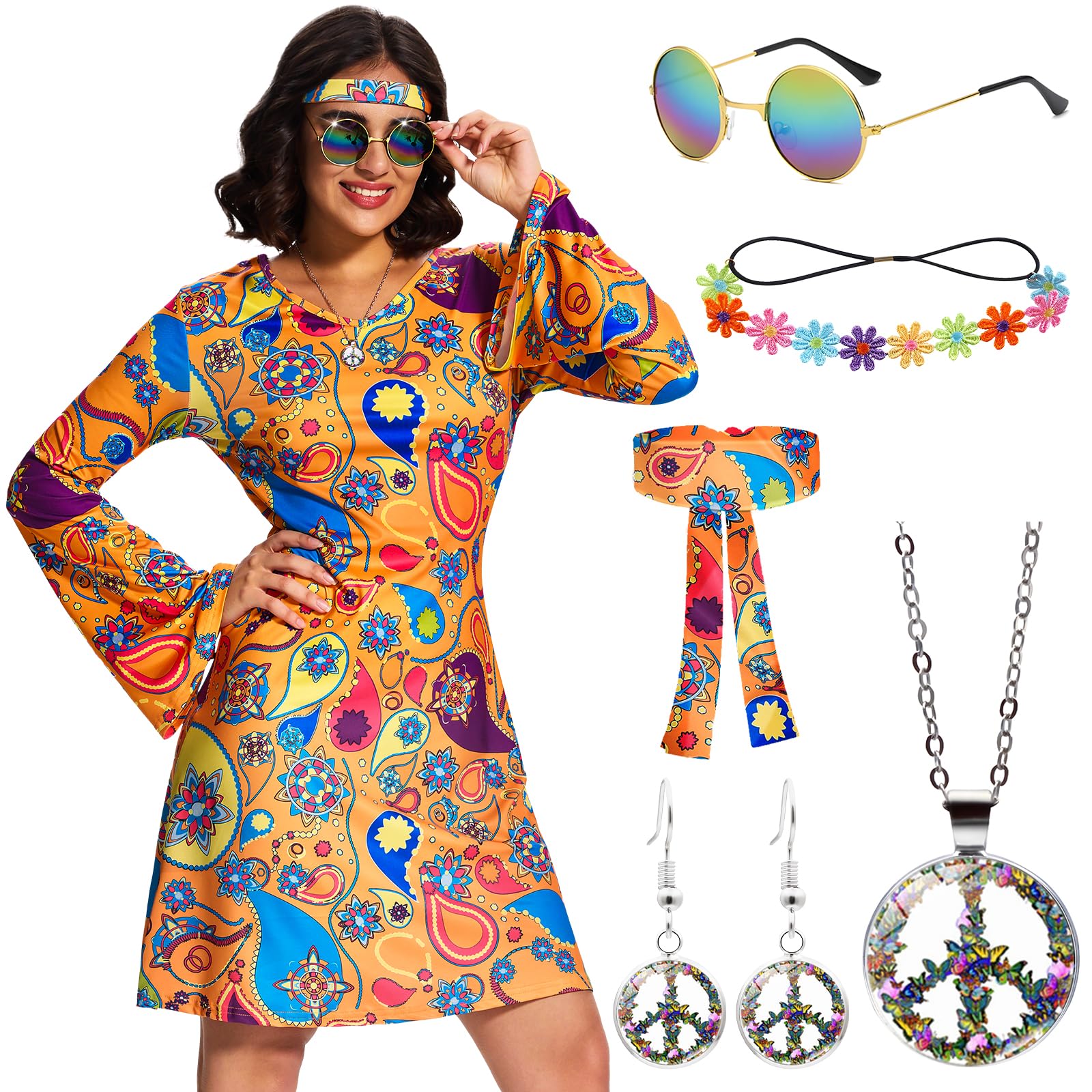 Regenboog hippie kostuum voor vrouwen
