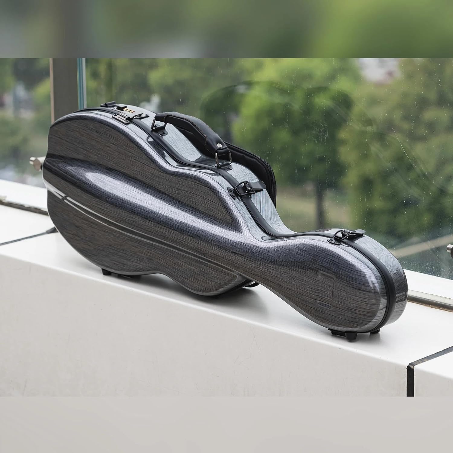 Violin instrument case Violin Case 4/4 Size Dark Grey Gourd Shape Lightweight Hybrid Carbon Fiber With Combination Lock Music Bag