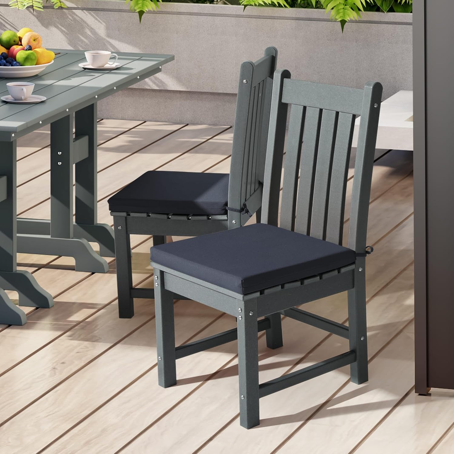WestinTrends Solace Outdoor Patio Kitchen Dining Chair Square Seat Cushions Set of 4, 19 x 17, Navy Blue