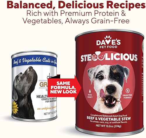 Miniatura 2 de Dave's Pet Food Stewlicious - Alimento húmedo para perros sin granos (carne de res y verduras en salsa), hecho en Estados Unidos, naturalmente