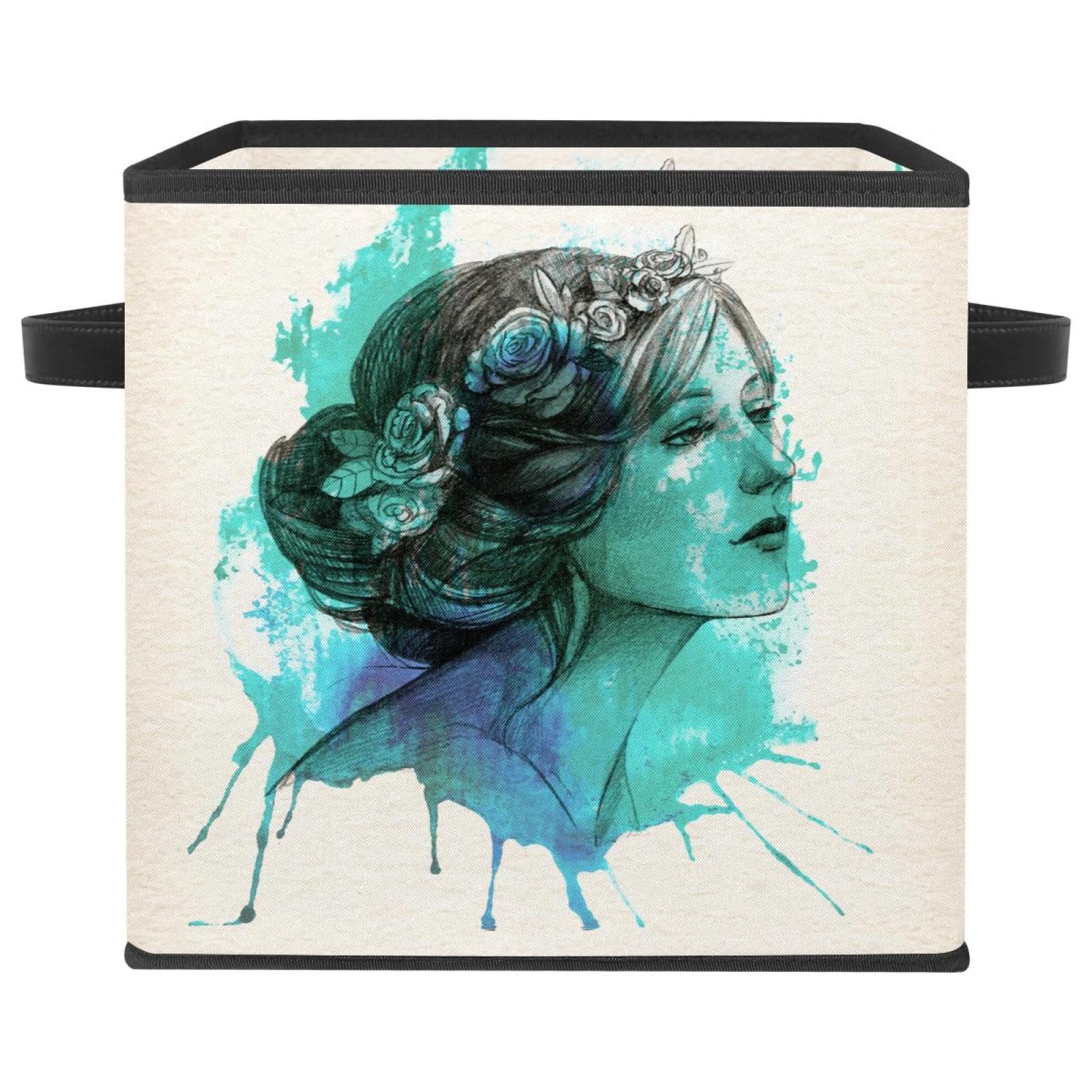 Boîte de rangement pliable cube en tissu pour chambre et placard motif Reine