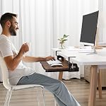 ETHU Plateau de clavier, 26.77" X 11.81" Plateau de clavier de grande taille sous le bureau avec montage à pince C Facile à installer, support de clavier d'ordinateur, plateau de clavier ergonomique pour la maison et bureau Walnut