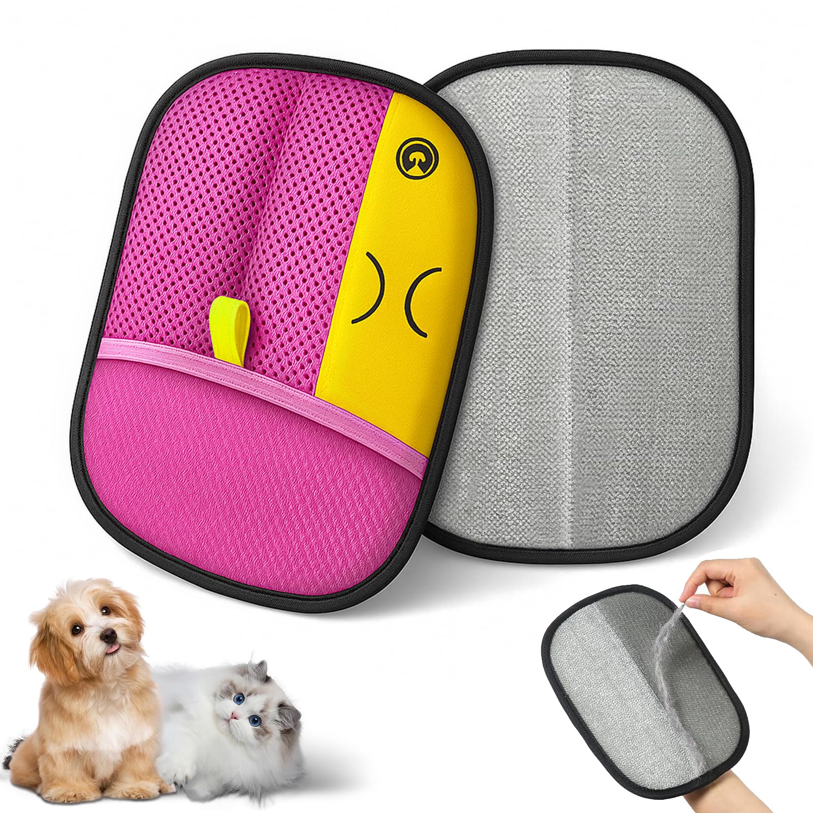 Reusable Pet Hair Remover Gloves – Electrostatic Lint &amp; Fur Removal, Machine Washable Cleaning Gloves for Furniture, Clothes &amp; Car (Pink)