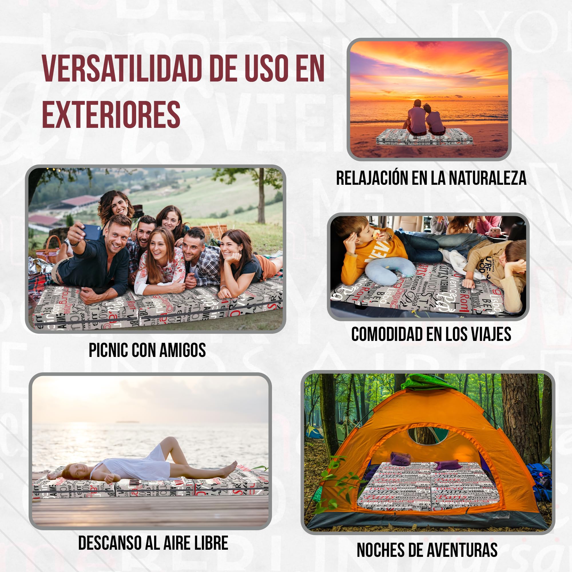 TEHORNEO Colchón Plegable, Colchon Plegable 195 x 75 x 10 cm para Invitados, Colchoneta Plegable, Futon Japones, Colchoneta, Futon, Colchon Plegable Suelo, Puff Cama, Apto para Lavadora