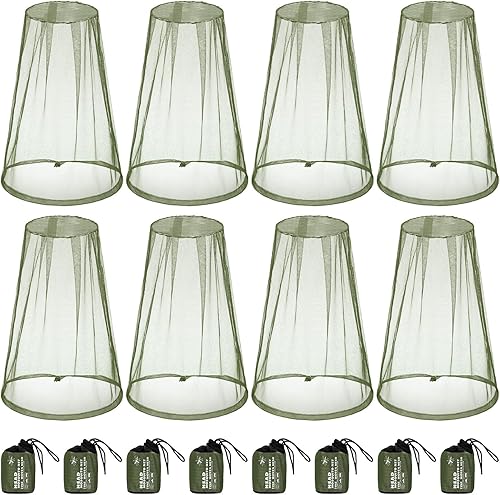 Tudomro 8 unidades de mosquitero para cabeza, cara, mosquitera, sombrero de 18 x 18 pulgadas para cabeza con bolsas de transporte