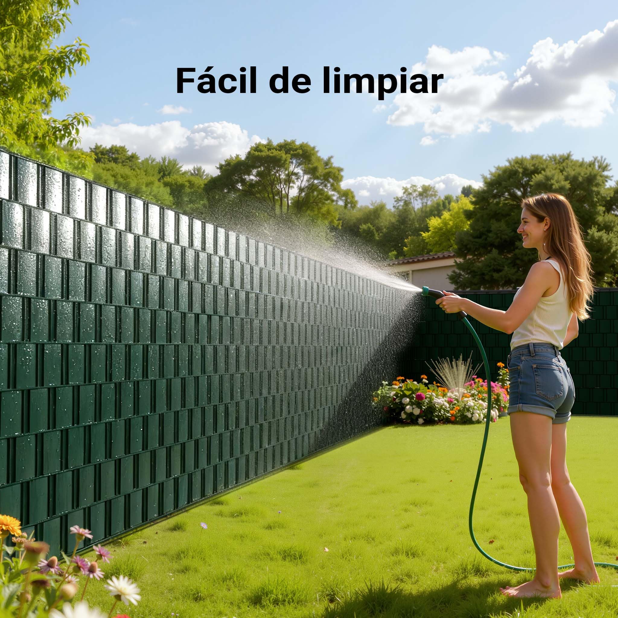 Cinta protección Vallas, Verde 35mx19cm, PVC 650g/m², con 20 Clips Lámina privacidad