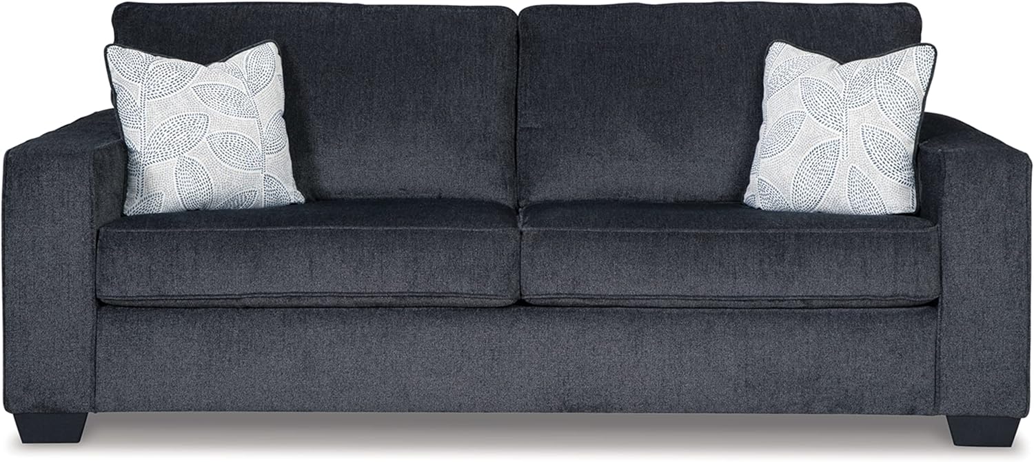 Signature Design by Ashley Altari Modern Queen Sofa Sleeper with 2 Accent Pillows, Dark Gray