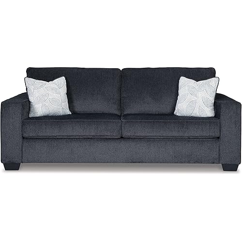 Signature Design by Ashley Altari Modern Queen Sofa Sleeper with 2 Accent Pillows, Dark Gray
