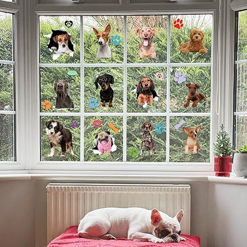 Miniatura 4 de Calcomanías de pared con cabeza de perro, calcomanías de pared para despegar y pegar, vinilo extraíble, lindo adhesivo de pared para guardería,