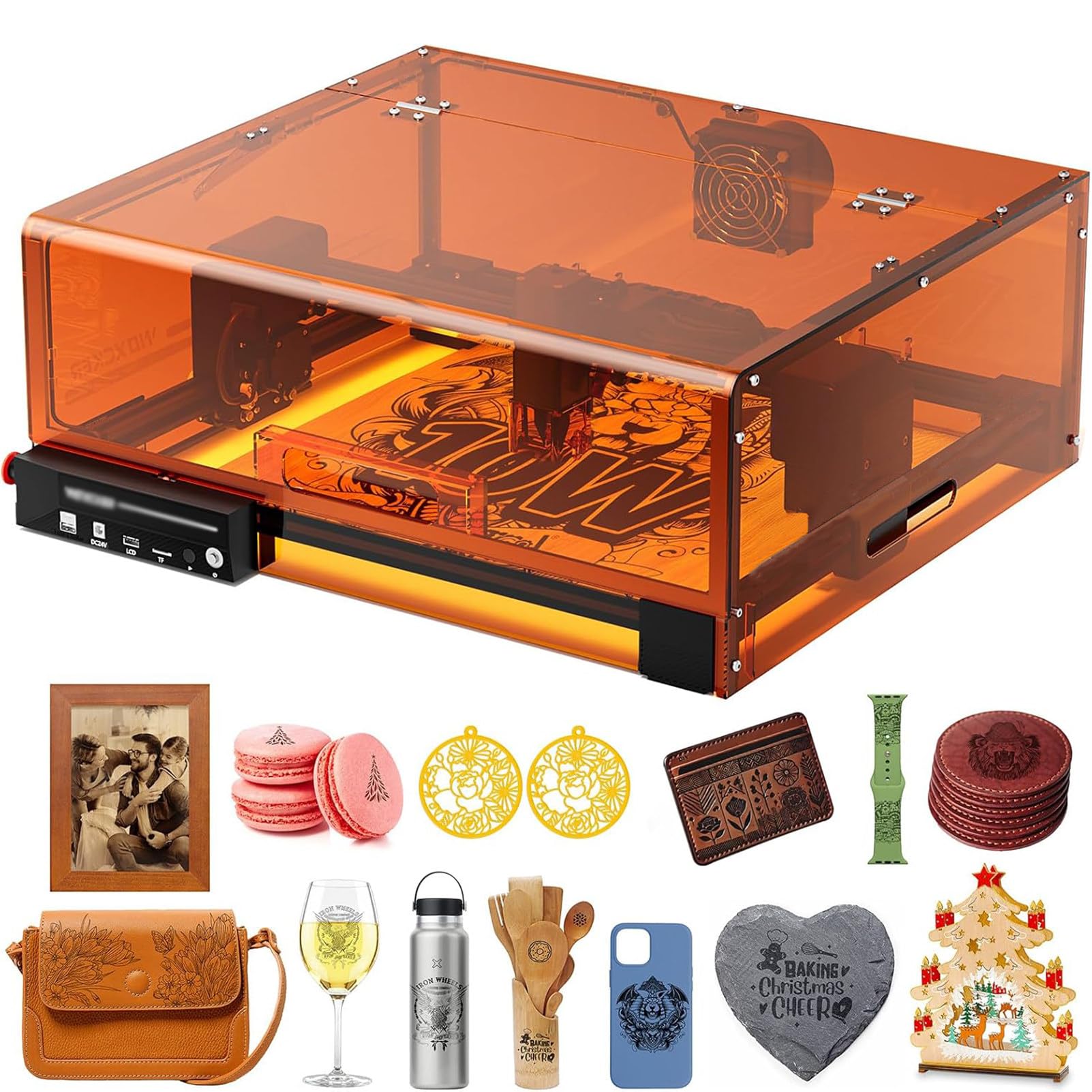Machine De Gravure Laser avec Bouclier De Protection, Graveur Laser avec BoîTier 10W, Gravure Et DéCoupe Laser De Haute PréCision De 0,01mm pour DéButants