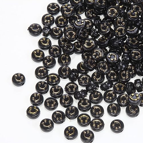 Miniatura 5 de 100 cuentas de acrílico coloridas para hacer joyas, pulseras, aretes, collares, suministros de manualidades, cuentas espaciadoras de cara feliz