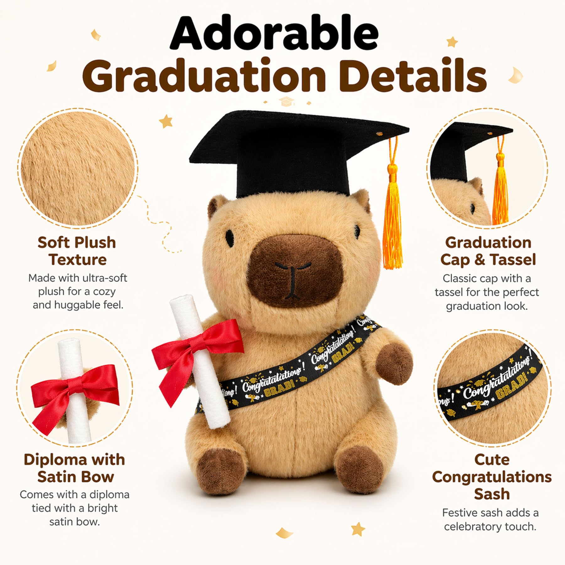 Amazon.com: HACHIMI Capybara Stuffed Animal, 12 Inch Graduation
