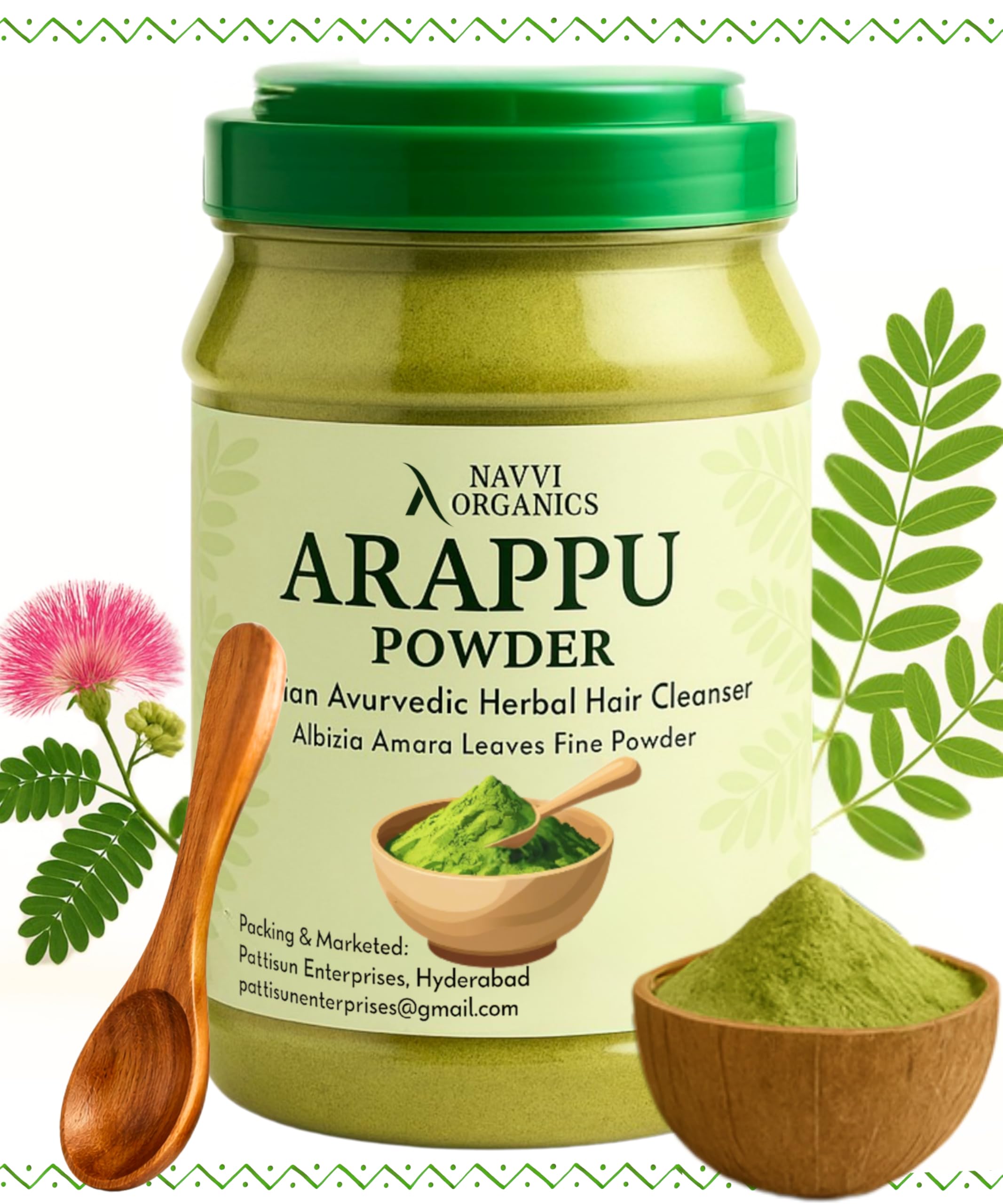 Navvi Organics Arappu Powder 500Gm with Scoop| Pure and Natural Albizia Amara| Ayurvedic Hair Conditioner | 100% Sustainable and Organic, 1 Count-image-18