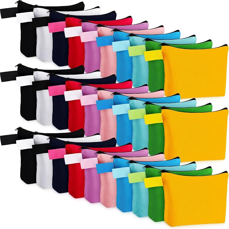 Frienda Necessaire de lona com zíper, 40 unidades em 10 cores, 19 x 13 x 4,5 cm