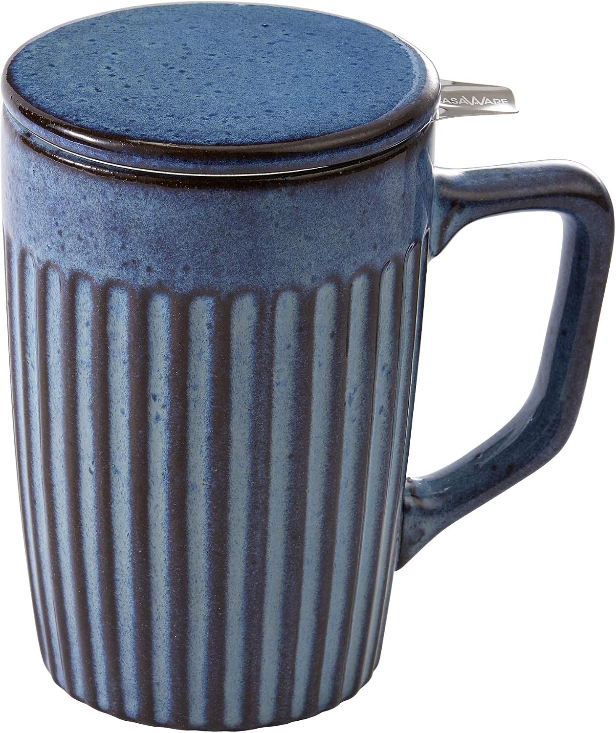 casaWare Shell 18-Ounce Tilt & Drip Tea Infuser Mug (Ocean Blue)